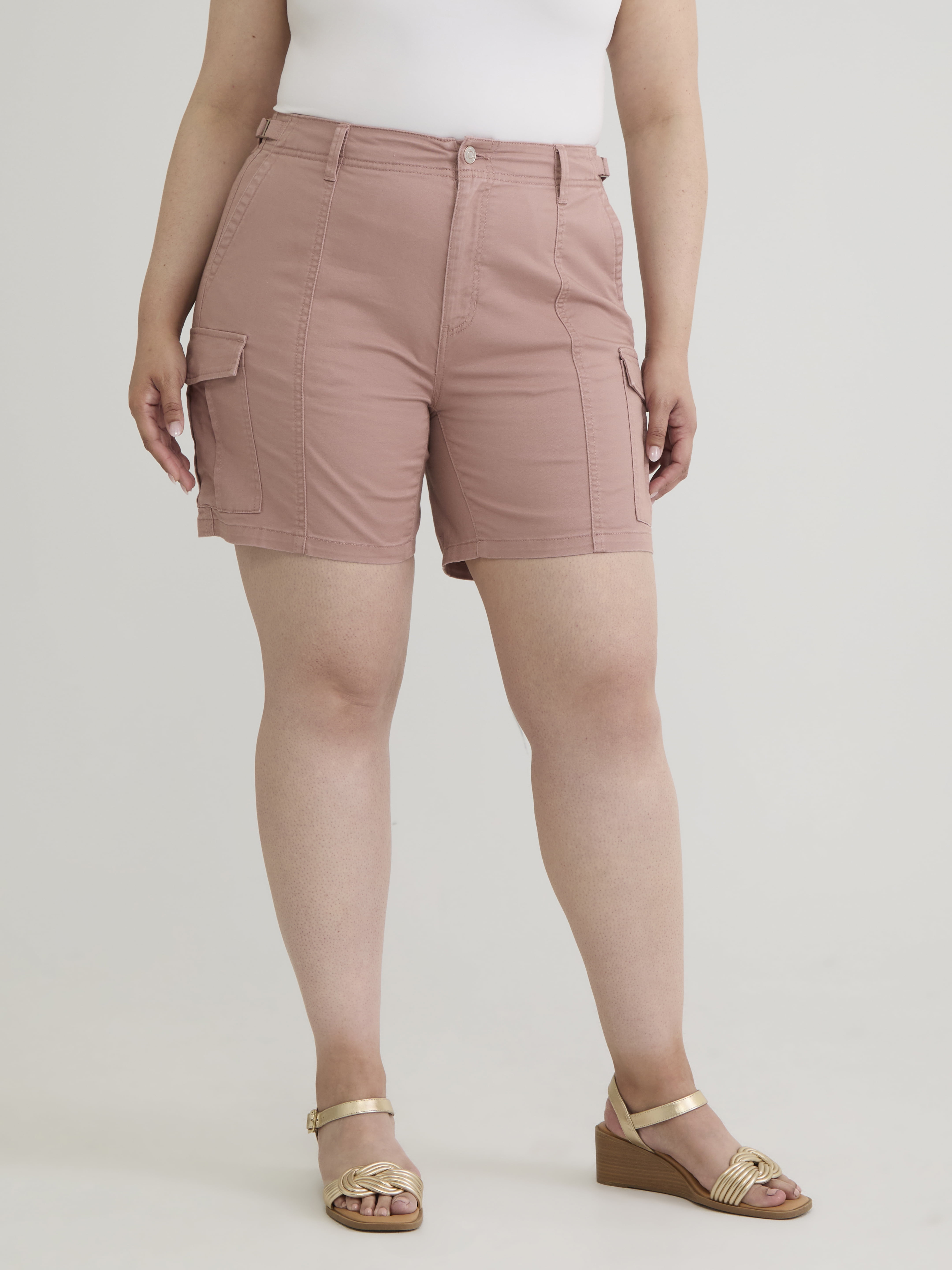 Terra & Sky Women's Plus High Rise Bermuda Shorts, 7" Inseam, Sizes 14W ...