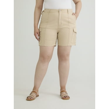 Terra & Sky Women's Plus High Rise Bermuda Shorts, 7" Inseam, Sizes 14W-26W