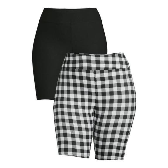 Terra & Sky Women's Plus High Rise Bike Shorts, 2-Pack