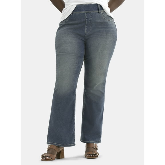 Terra & Sky Women's Plus High Rise Bootcut Jeggings, Sizes 0X-5X