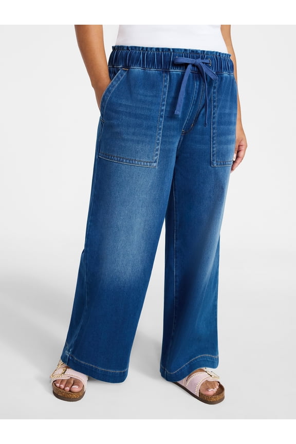 Women's Plus Size High Rise Knit Denim Pants, 27" Inseam, Sizes 0X-4X
