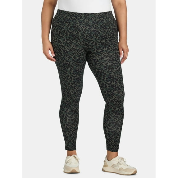 Terra & Sky Women's Plus High Rise Leggings, 27” Inseam, Sizes 0X-4X