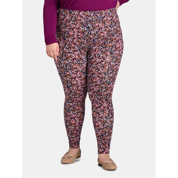 Terra & Sky Women's Plus High Rise Leggings, 27” Inseam, Sizes 0X-4X
