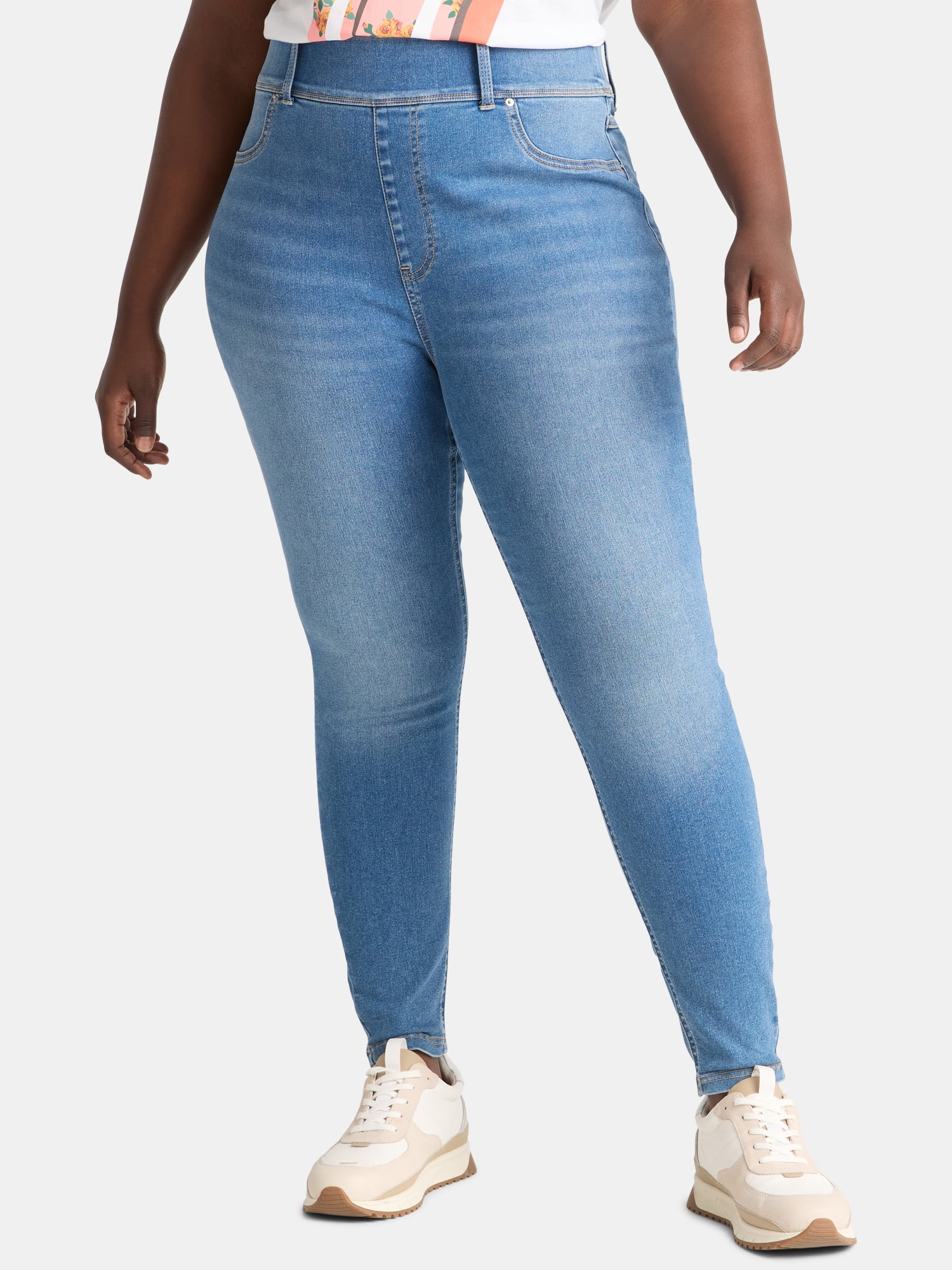 Terra & Sky Women's Plus High Rise Skinny Jegging, 28" Inseam, Sizes 0X-4X