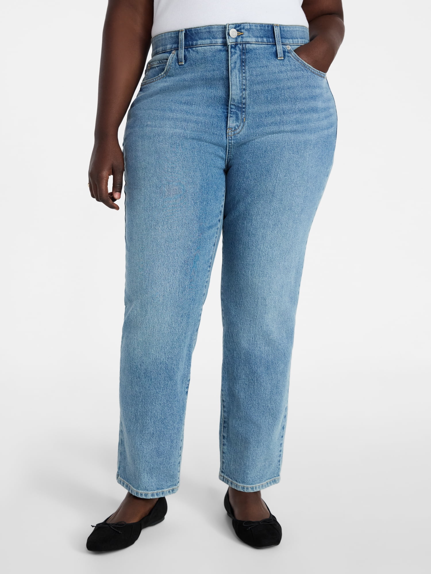 Women's Plus Signature High Rise Straight Leg Jeans with Control Panel, Sizes 16W-28W