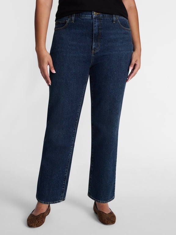Women's Plus High Rise Straight Leg Jeans, 29" Inseam, Sizes 16W-26W
