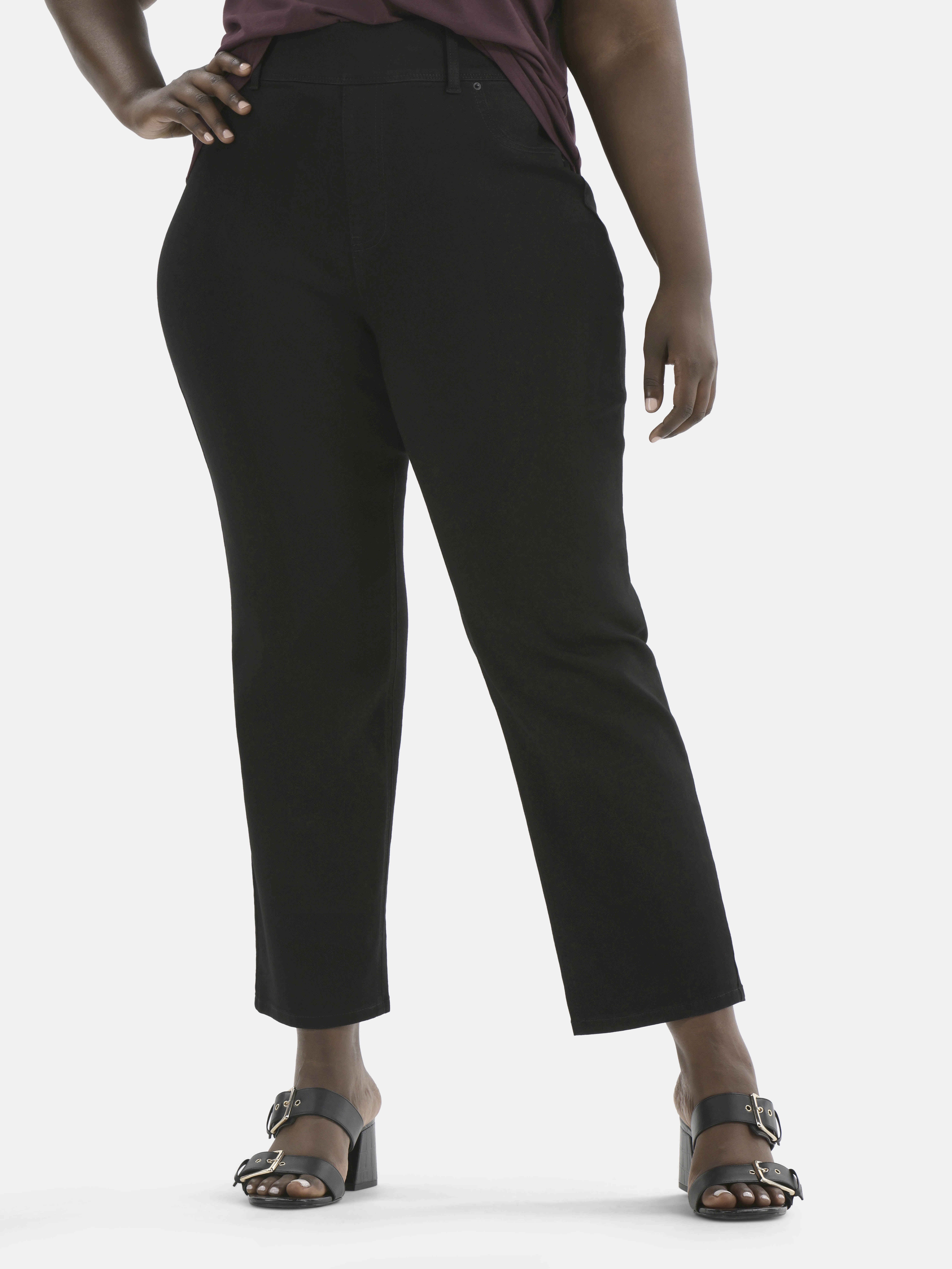 Terra & Sky Women's Plus High Rise Straight Leg Jeggings, 29" Inseam, Sizes 0X-4X