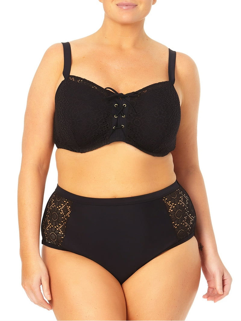 Terra Sky Women's Plus Lace Front Bikini Top Swimsuit