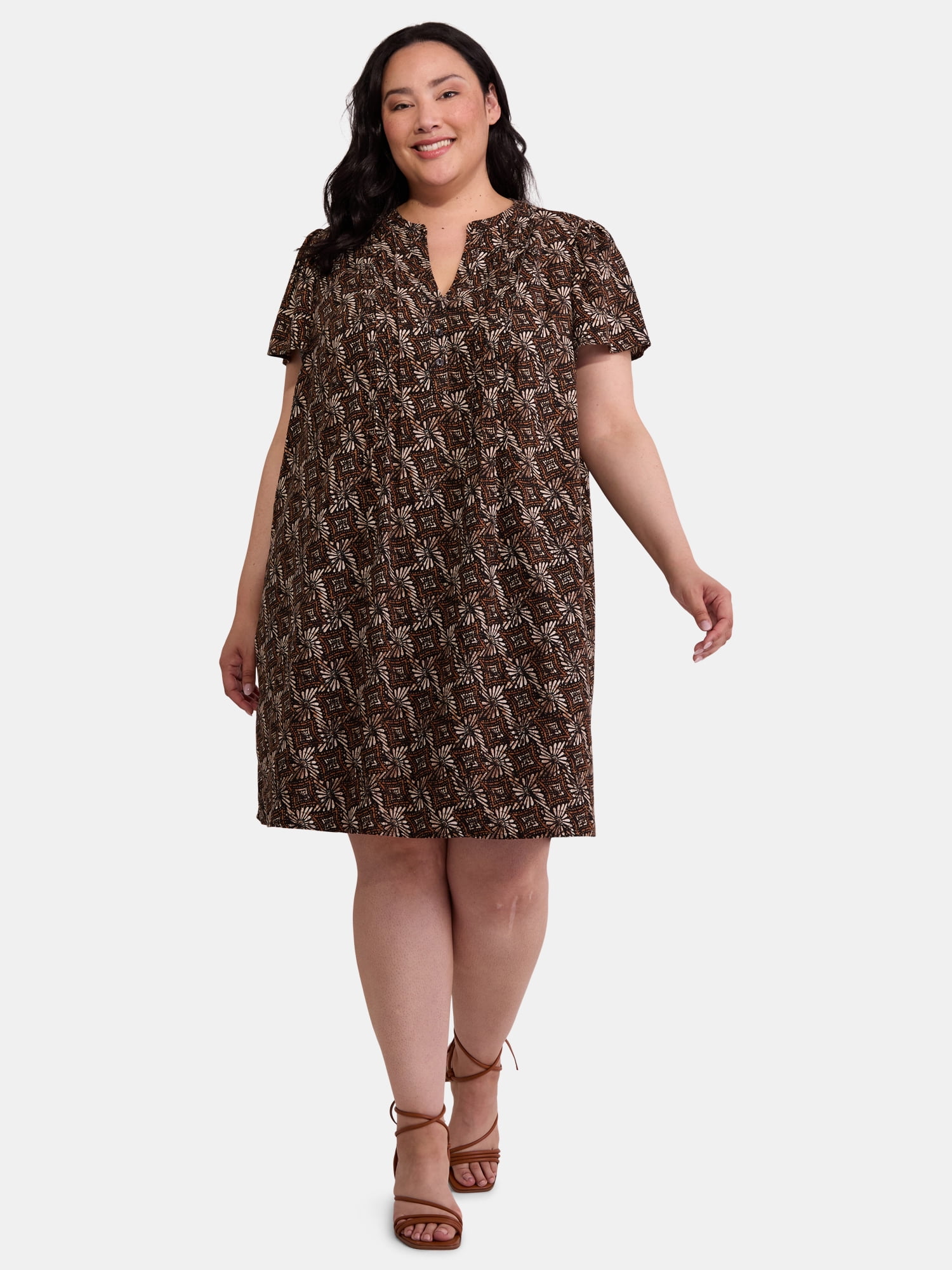 Terra & Sky Women's Plus Linen Pintuck Dress, Sizes 0X-5X - Walmart.com
