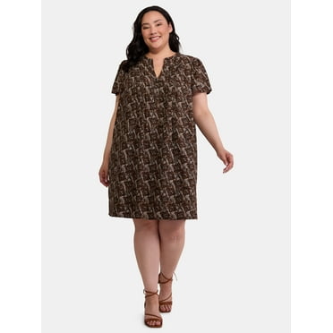 Terra & Sky Women’s Plus Linen Blend Pintuck Dress, Sizes 0X-5X