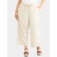 thumbnail image 1 of Terra & Sky Women's Plus Linen Pants, 27'' Inseam, Sizes 0X-4X, 1 of 5