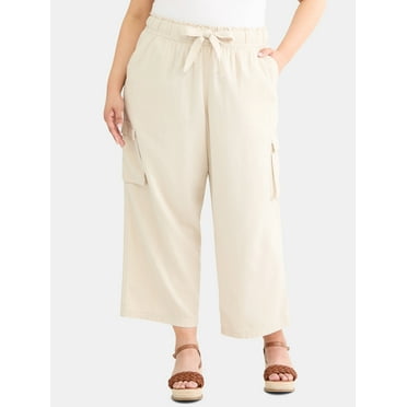 Terra & Sky Women's Plus Linen Pants, 27'' Inseam, Sizes 0X-4X