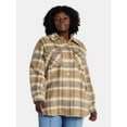 thumbnail image 1 of Terra & Sky Women's Plus Longline Brushed Plaid Shacket, Midweight, Sizes 0X-5X, 1 of 5