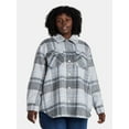 thumbnail image 1 of Terra & Sky Women's Plus Longline Brushed Plaid Shacket, Midweight, Sizes 0X-5X, 1 of 5