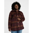 thumbnail image 1 of Terra & Sky Women's Plus Longline Brushed Plaid Shacket, Midweight, Sizes 0X-5X, 1 of 6