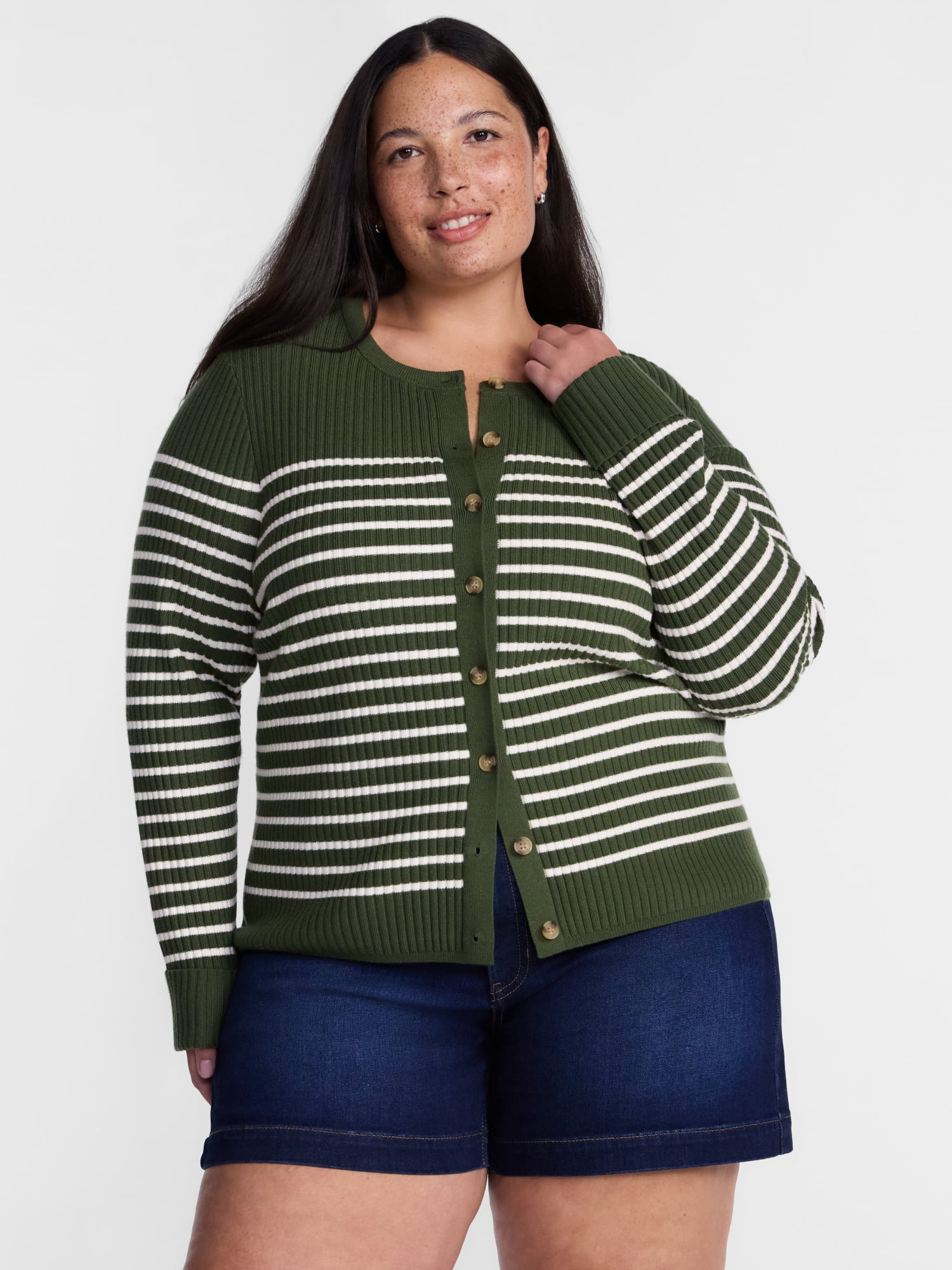 Terra & Sky Women's Plus Cardigan with Long Sleeves, Lightweight, Sizes 0X-5X