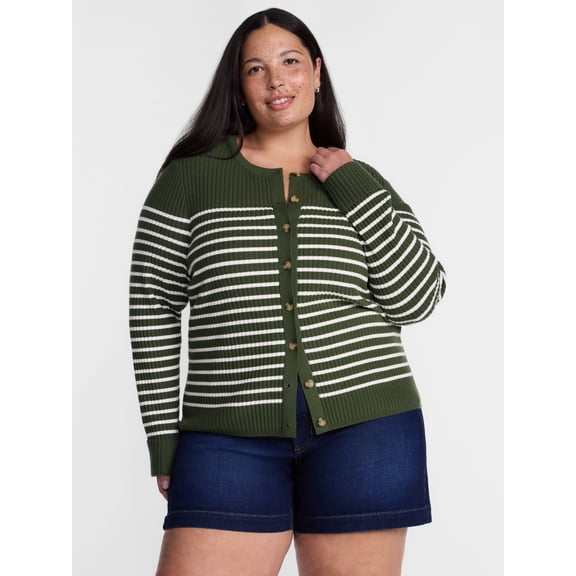Terra & Sky Women's Plus Cardigan with Long Sleeves, Lightweight, Sizes 0X-5X