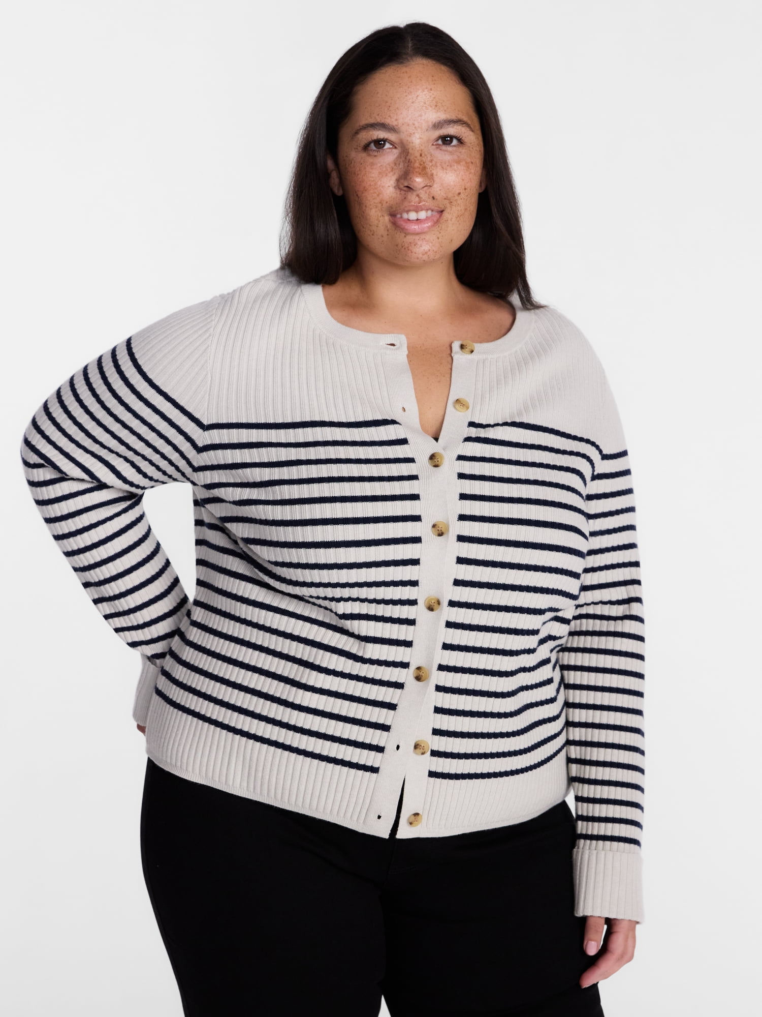 Terra & Sky Women's Plus Cardigan with Long Sleeves, Lightweight, Sizes 0X-5X
