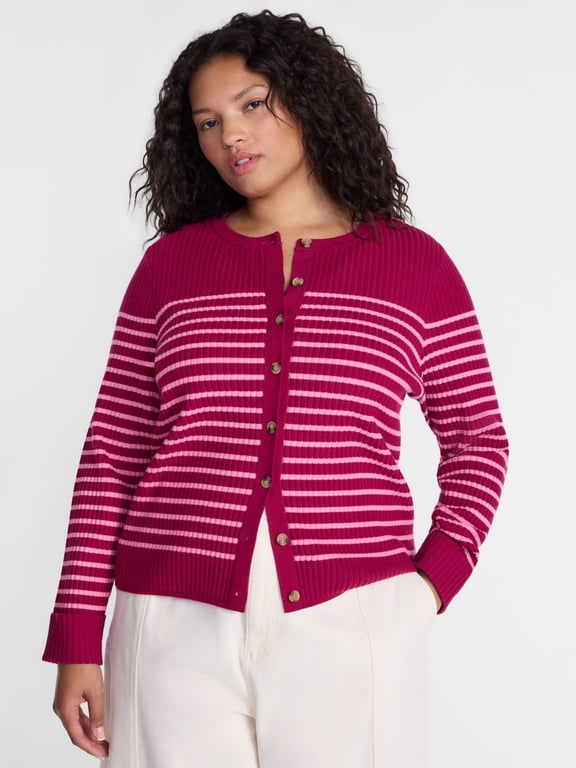 Women's Plus Cardigan with Long Sleeves, Lightweight, Sizes 0X-5X