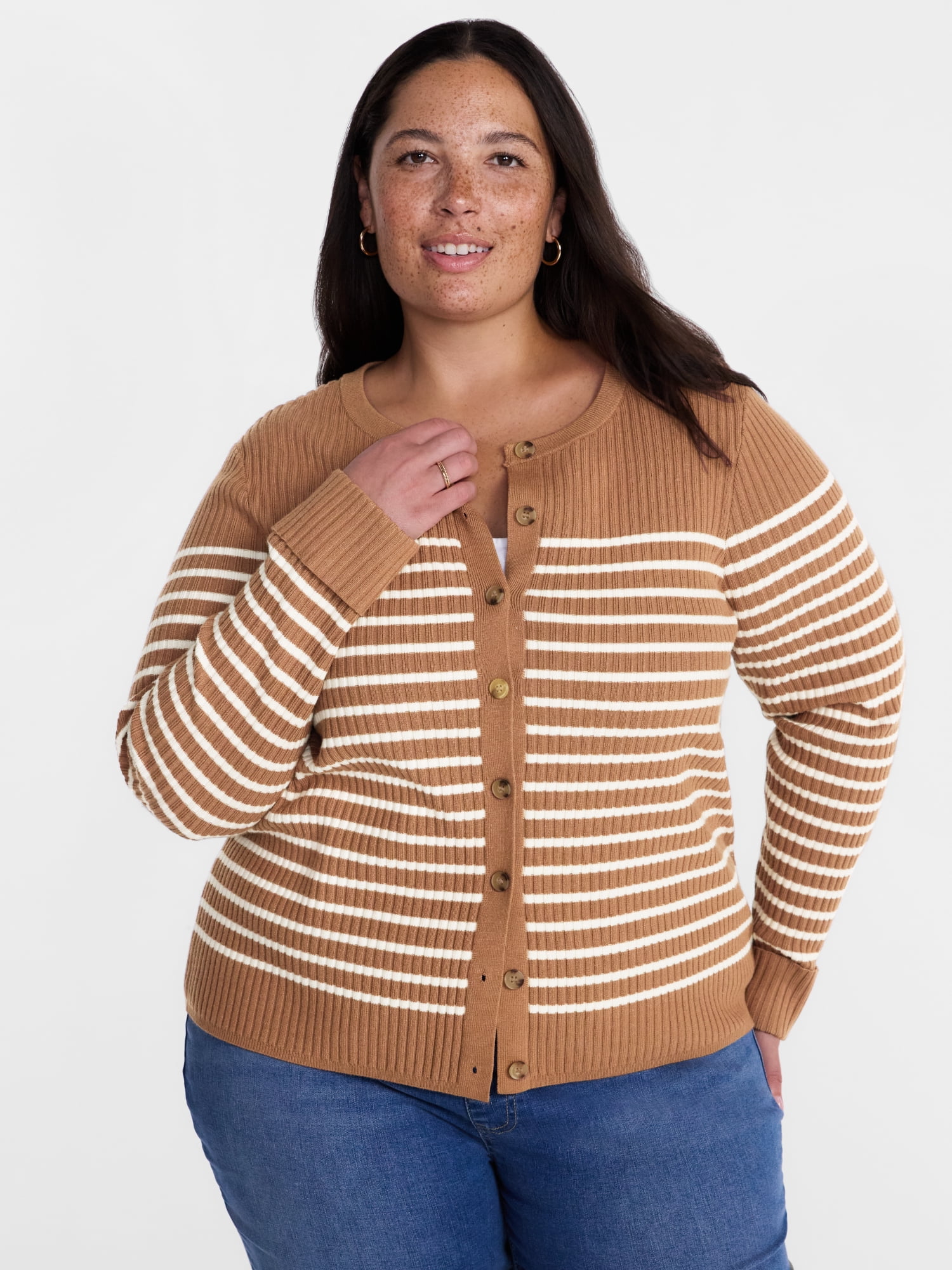 Terra & Sky Women's Plus Cardigan with Long Sleeves, Lightweight, Sizes 0X-5X