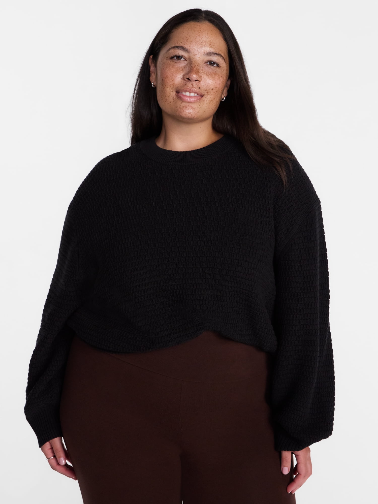 Terra & Sky Women's Plus Long Sleeve Knitted Pullover Sweater, Sizes 0X-5X