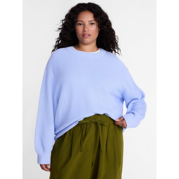 Terra & Sky Women's Plus Knit Crewneck Pullover Sweater, Sizes 0X-5X