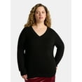 thumbnail image 1 of Terra & Sky Women's Plus V-Neck Fine Gauge Pullover Sweater, Lightweight, Sizes 0X-5X, 1 of 5