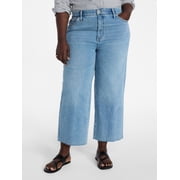 Women's Plus Size Mid Rise Wide Leg Ankle Cut Hem Jeans, 26" Inseam, Sizes 16W-24W