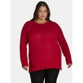thumbnail image 1 of Terra & Sky Women’s Plus Mixed Rib Crewneck Sweater, Lightweight, Sizes 0X-5X, 1 of 5