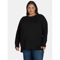 thumbnail image 1 of Terra & Sky Women’s Plus Mixed Rib Crewneck Sweater, Lightweight, Sizes 0X-5X, 1 of 5