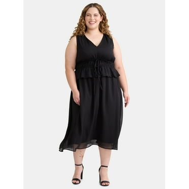 Terra & Sky Women's Plus Peplum Midi Dress, Sizes 0X-4X