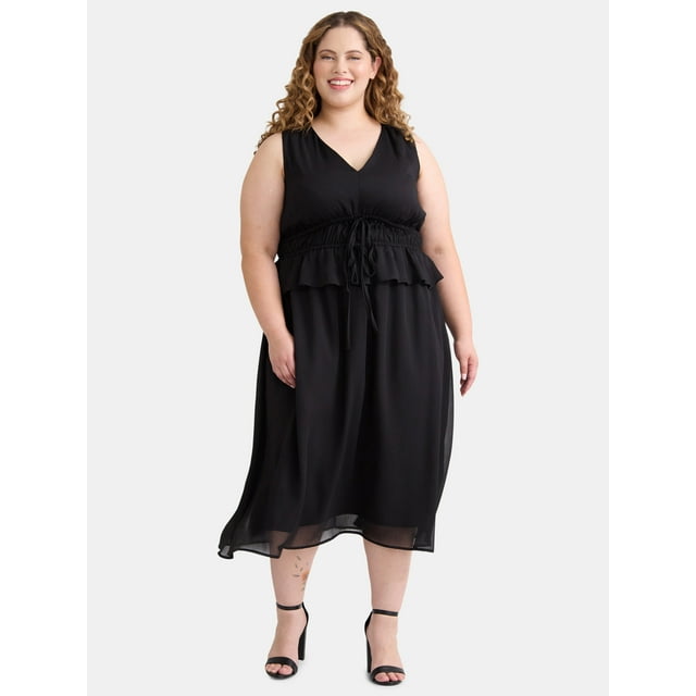 Terra & Sky Women's Plus Peplum Midi Dress, Sizes 0X-4X