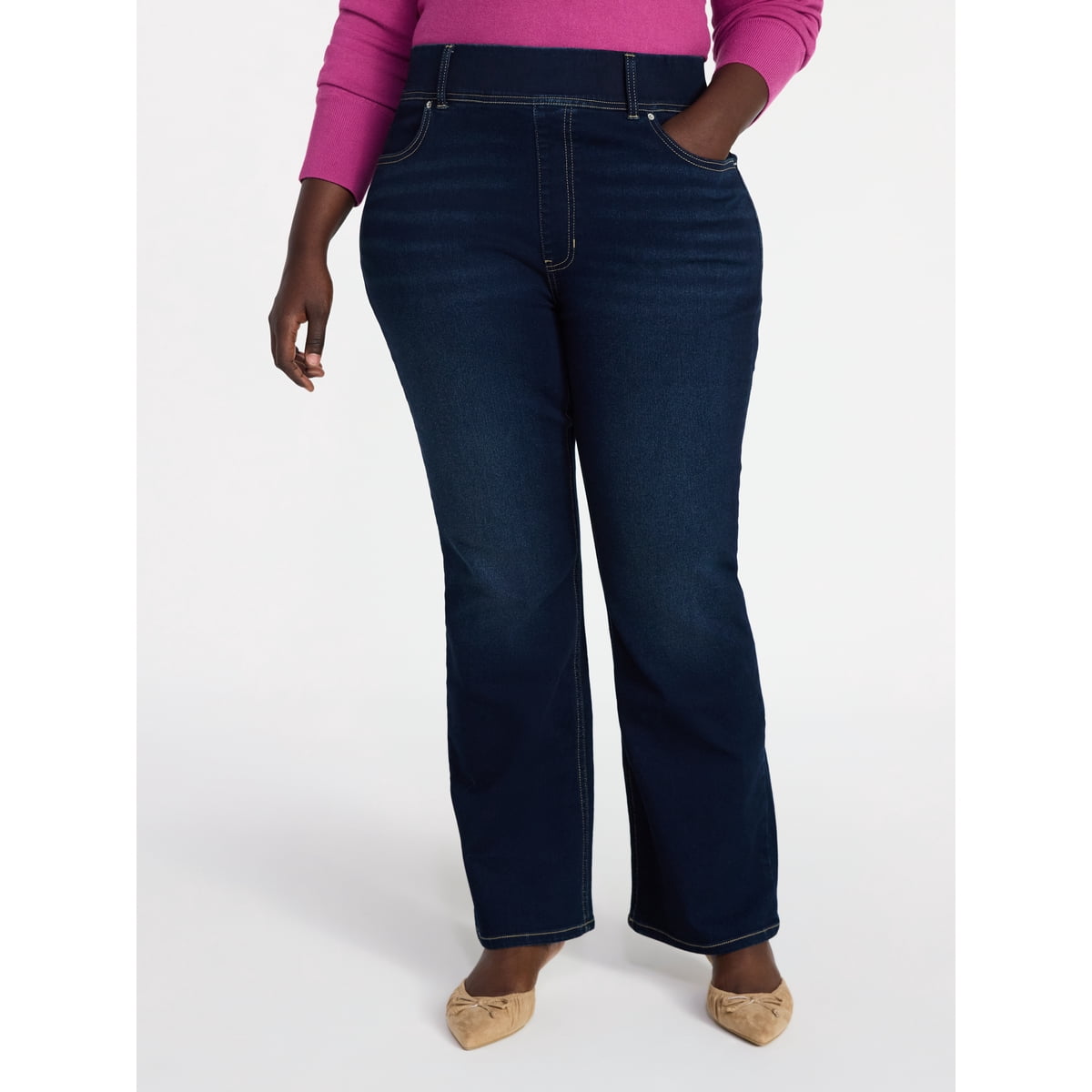 Women's Plus Size Pull On High Rise Bootcut Jeggings, 31" Inseam, Sizes 0X-4X