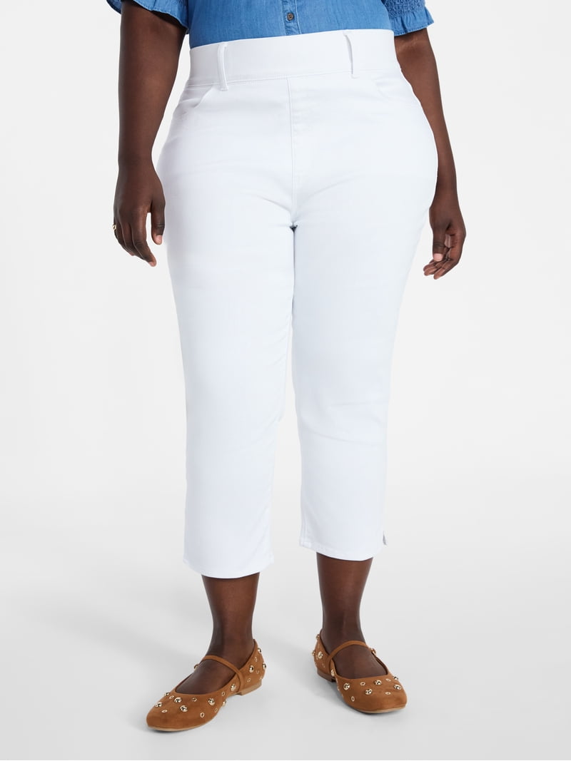 Terra & Sky Women's Plus Size Pull On High Rise Capri Jeggings, 23