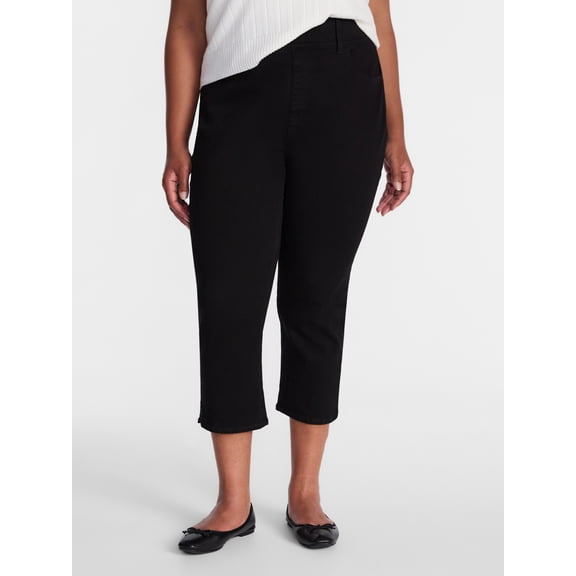 Terra & Sky Women's Plus Size Pull On High Rise Capri Jeggings, 23" Inseam, Sizes 0X-4X