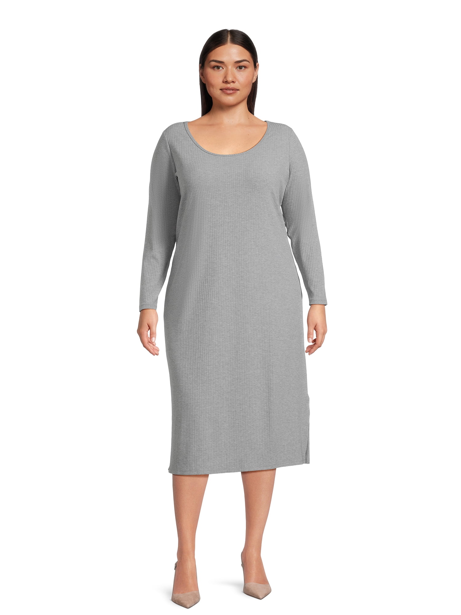 Terra & Sky women's Plus Rib Knit Jersey Midi Dress - Walmart.com Terra & Sky women's Plus Rib Knit Jersey Midi Dress - Walmart.com