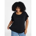 thumbnail image 1 of Terra & Sky Women's Plus Scoop Neck Tunic Tee with Short Sleeves, Sizes 0X-5X, 1 of 5