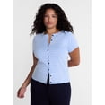 thumbnail image 1 of Terra & Sky Women's Plus Short Sleeve Button Up Sweater Top,Sizes,0X-5X, 1 of 5