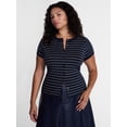thumbnail image 1 of Terra & Sky Women's Plus Button Front Sweater Top with Short Sleeves, Lightweight, Sizes 0X-5X, 1 of 5