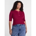 thumbnail image 1 of Terra & Sky Women's Plus Ribbed Henley Sweater Top with Elbow Length Sleeves, Sizes 0X-5X, 1 of 6