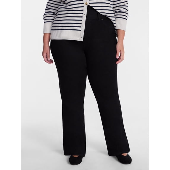 Terra & Sky Plus High Rise Bootcut Jeggings, Black, 0X - Walmart.com