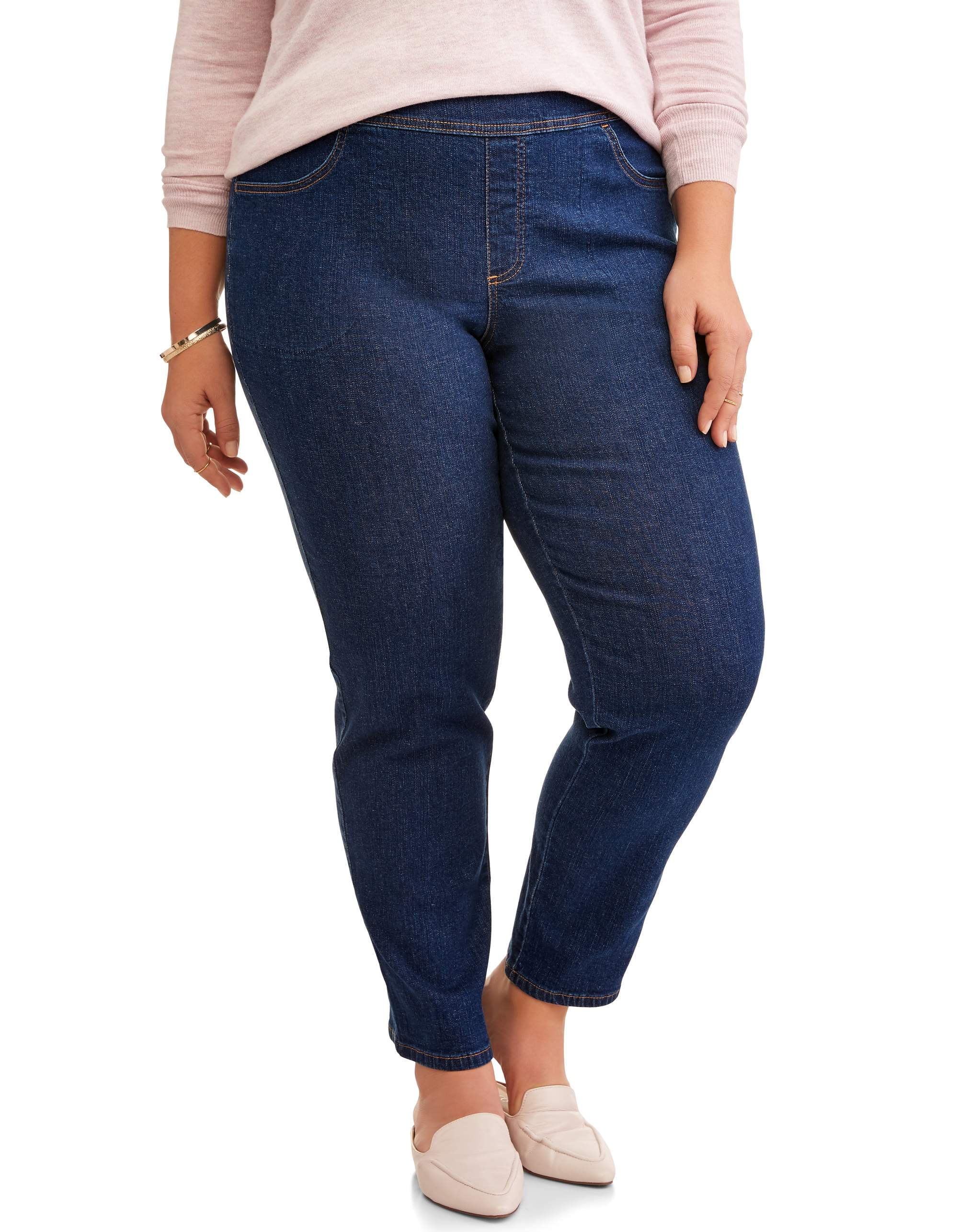 Terra & Sky Women's Plus Size 2 Pocket Pull On Pant, Also in Petite 