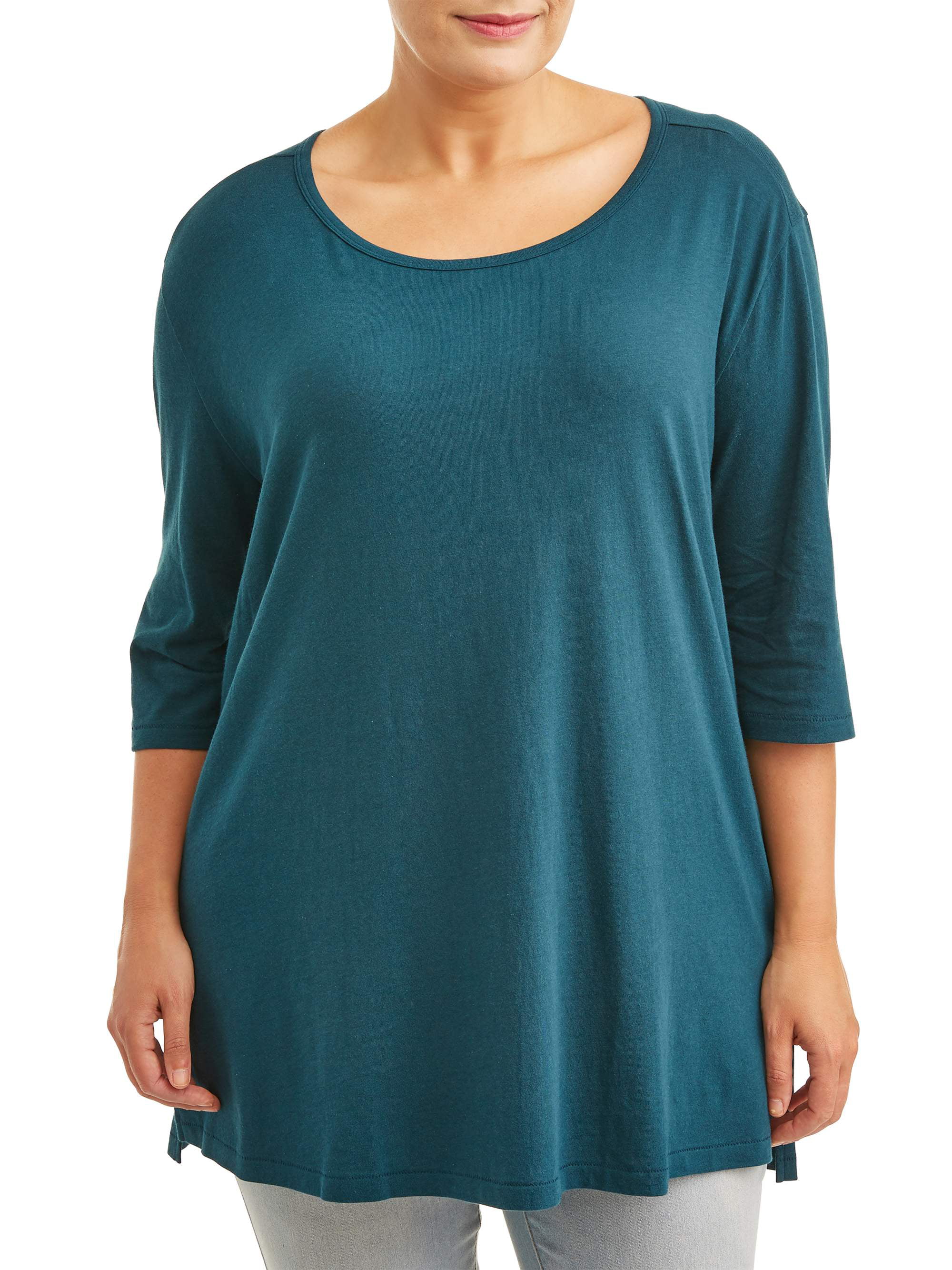 Buy ZERDOCEAN Women's Plus Size 3/4 Sleeve Lightweight Soft
