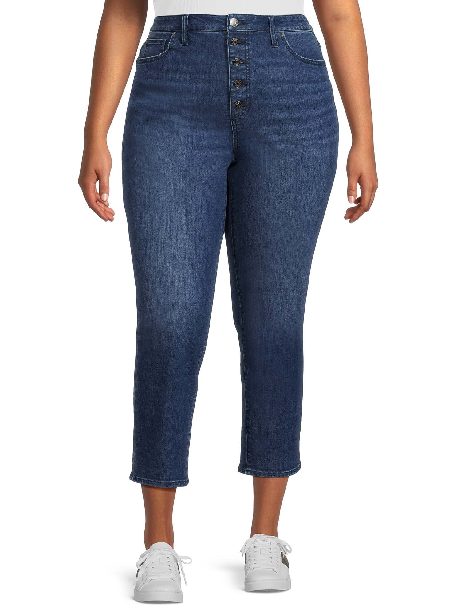 Terra & Sky Women's Plus Size 4-Way Stretch Curvy Jeans, 28