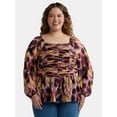 thumbnail image 1 of Terra & Sky Women's Plus Size Long Sleeve Babydoll Top, Sizes 0X-5X, 1 of 4