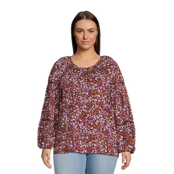 Terra & Sky Women's Plus Size Balloon Sleeve Top