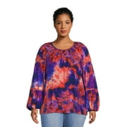 Terra & Sky Womens Plus Size Balloon Sleeve Top
