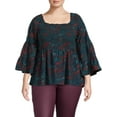 thumbnail image 1 of Terra & Sky Women's Plus Size Bell Sleeve Smock Top, 1 of 5