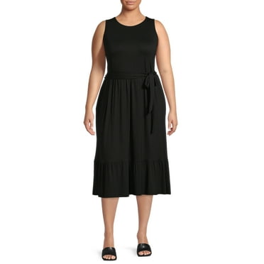 ELOQUII Elements Women's Plus Puff Sleeve Fit And Flare Dress - Walmart.com