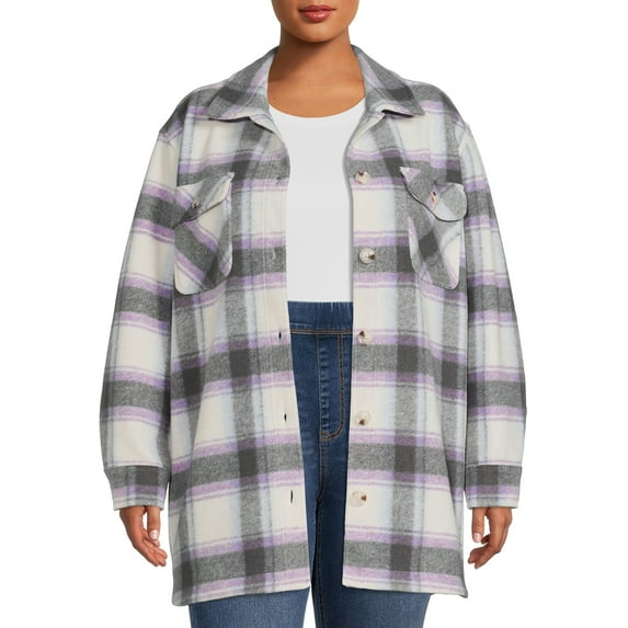 Terra & Sky Women's Plus Size Belted Shacket